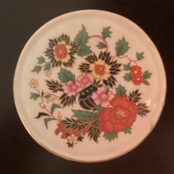 Sadler Ginger Jar & Matching Covered Trinket Dish Oriental Floral 24K Gold Trim - Picture 5 of 12